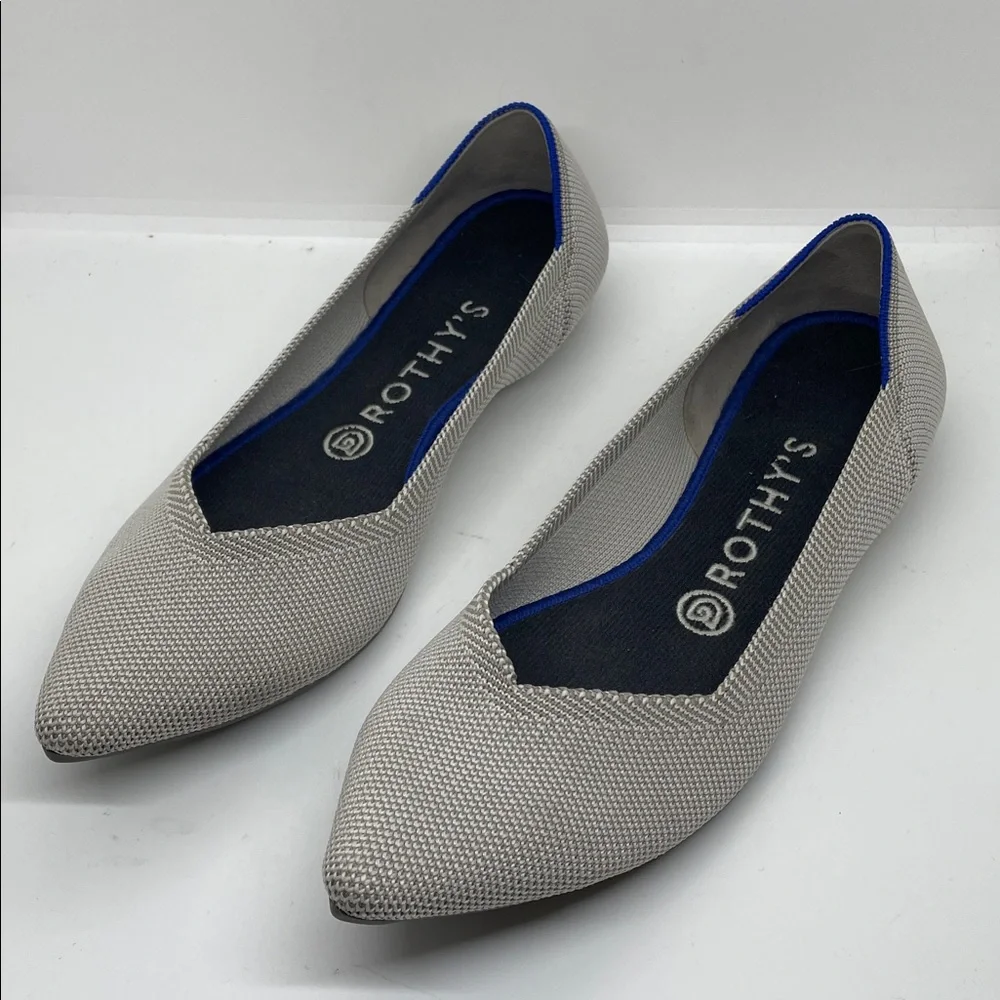 Rothy’s The Point Birdseye Light Grey “Retired“ Flats 8.5 Comfort